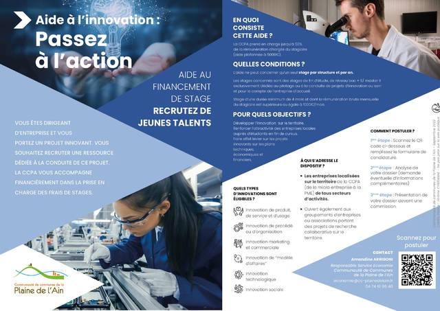 Image de l'actualité Innovation : Aide à la prise en charge des frais de stage