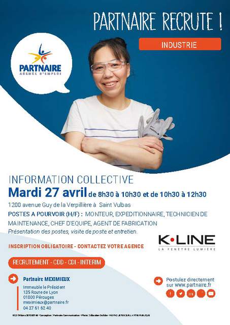 Image de l'événement ALERTE JOB -- RECRUTEMENT CHEZ KLINE