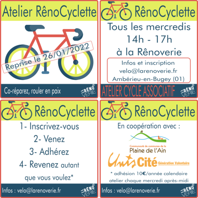 Image de l'événement Reprise des ateliers Vélo hebdo les mercredis après-midis à la Rênoverie
