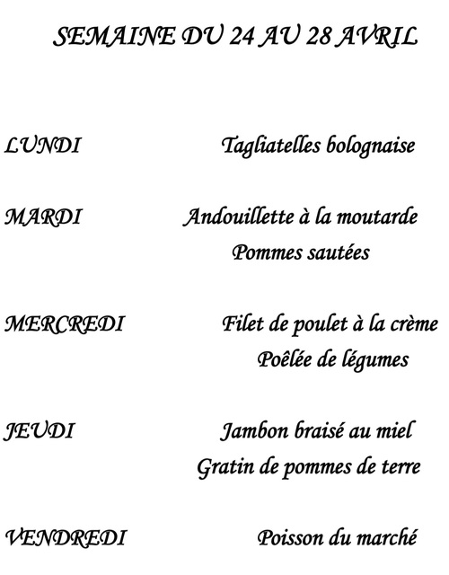 Image de l'événement Nos plats du jour