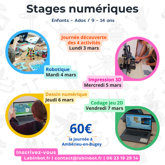 Image de l'événement 🏸🤖Inscriptions stages numériques / 9-14 ans / Vacances de février 🤖🏸