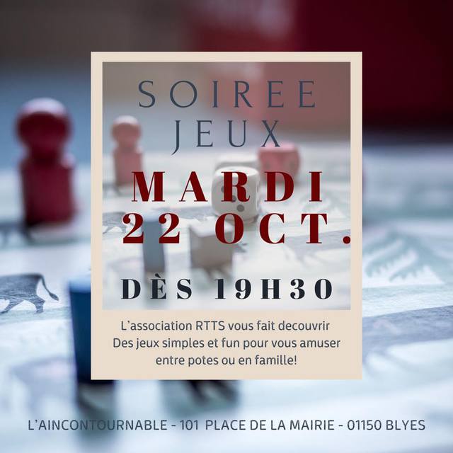 Image de l'événement Soirée Jeux à L'Aincontournable