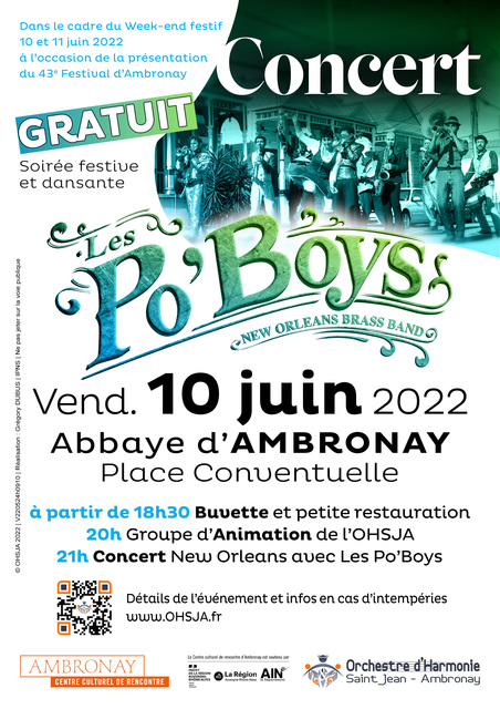 Image de l'événement Concert dansant gratuit des Po’Boys Brass Band à Ambronay