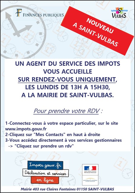 Image de l'actualité NOUVEAU : Permanence sur rdv d'un agent du Trésor public à Saint-Vulbas