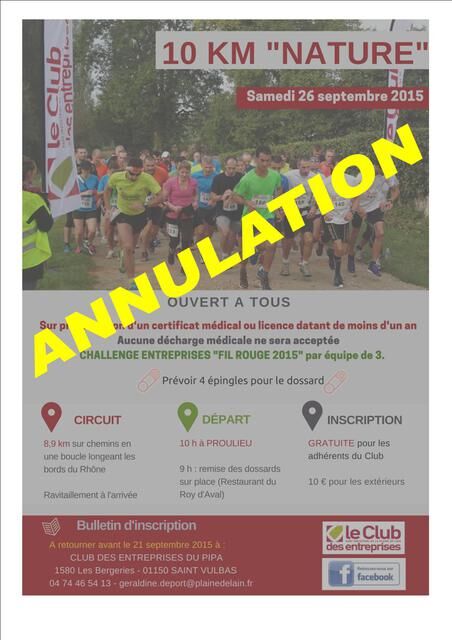 image du post ANNULATION "10 KM Nature" à Proulieu