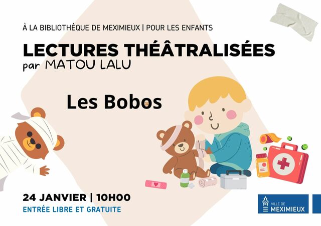 image du post Heure du conte à la bibliothèque de Meximieux : "Les Bobos" - Lectures théâtralisées avec Matou Lalu