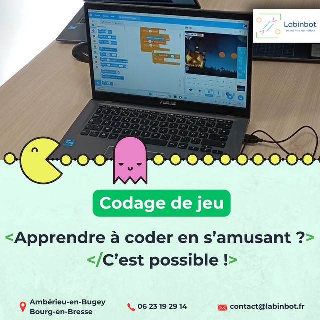 Image de l'événement 🎮Stage vacances numériques / 9-14 ans / Codage de jeu ⚙️