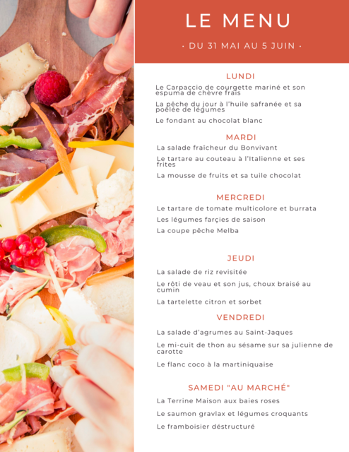 Image de l'actualité Menu de la semaine sur place, à emporter et en livraison