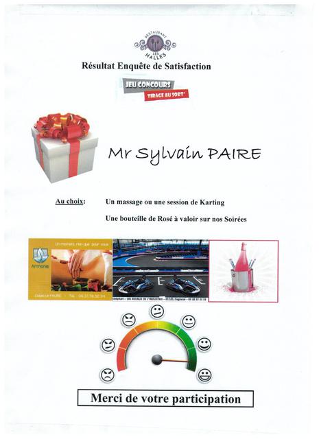 Image de l'actualité Nom du Gagnant à notre jeu concours / Enquête de satisfaction