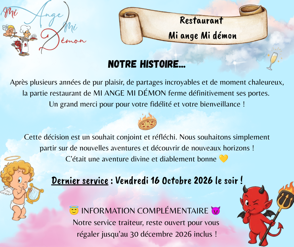 Image de l'actualité Fermeture du restaurant - la partie traiteur reste ouverte !
