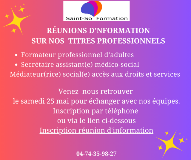Image de l'actualité REUNION D'INFORMATION SUR NOS TITRES PROFESSIONNELS