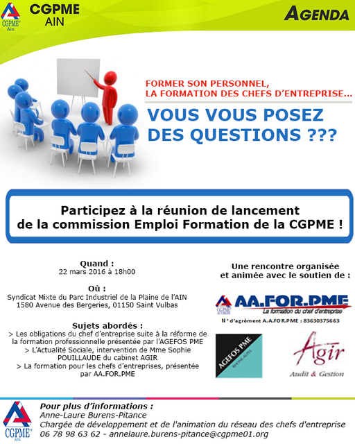 Image de l'actualité La CGPME organise une réunion sur le sujet de l' emploi-formation au sein du PIPA