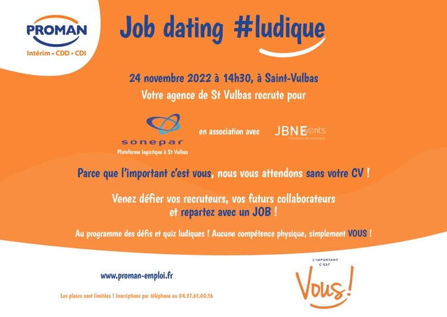 Image de l'événement JOB DATING LUDIQUE / PROMAN pour SONEPAR