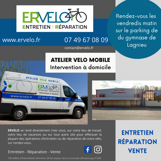 image du post Nouveau sur LAGNIEU : votre atelier vélo mobile ERVELO présent les vendredis matin