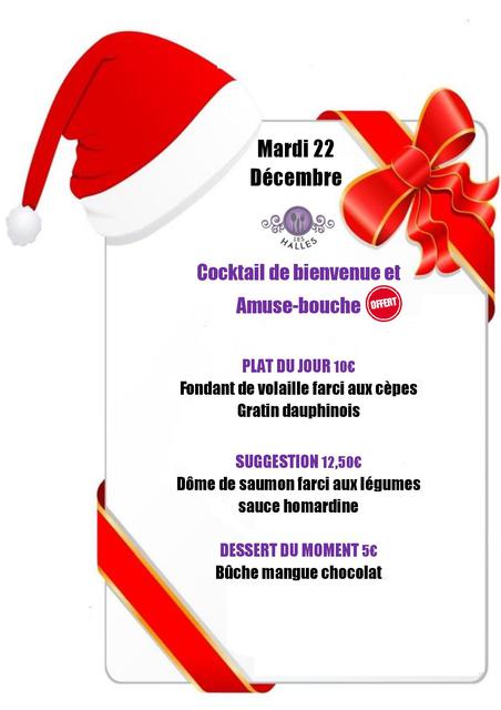 Image de l'événement Repas de Noël Mardi 22 Décembre aux Halles