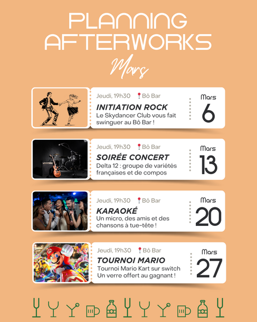 image du post Programme des afterworks de mars au Bô Bar