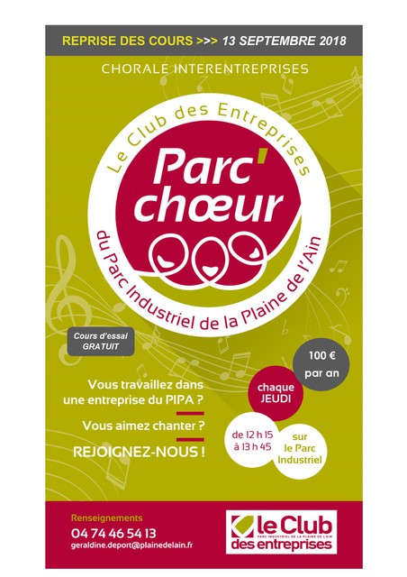 image du post Chorale interentreprises PARC'CHOEUR : Reprise le 13 septembre ♫