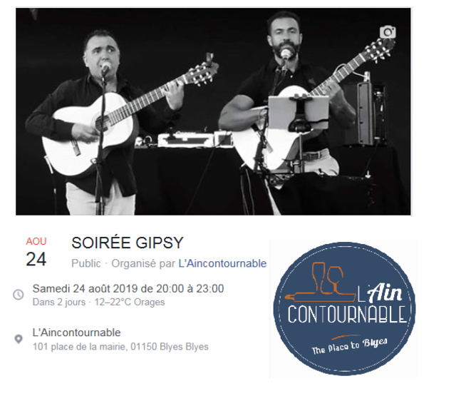 Image de l'événement Soirée concert Gipsy à L'Aincontournable
