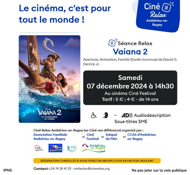 image du post Séance Ciné Relax  VAIANA 2
