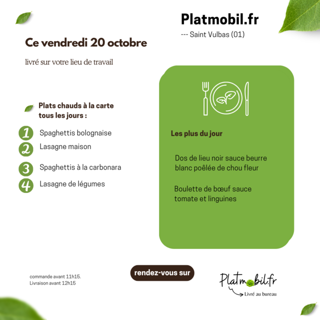 image du post On se mouille pour vous -- Plat du jour livré au bureau - 8 euros "DOS DE LIEU NOIR"